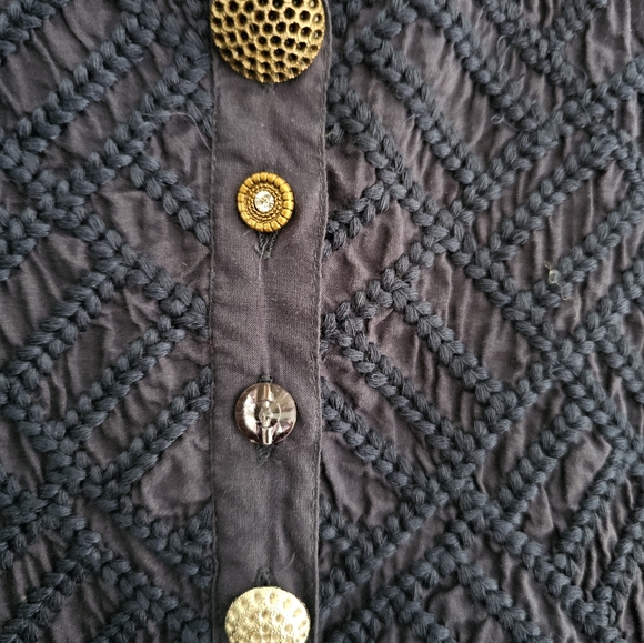 Soft Surroundings Alka Blue Mismatched Button Tunic Shirt Sz PL Costal Grandma - Picture 11 of 16